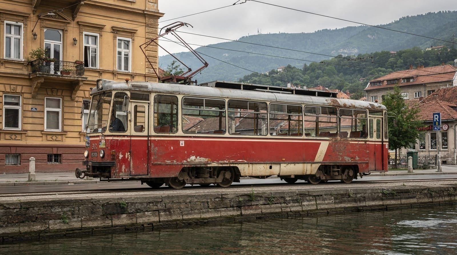 Riding tram line 3 across the Sarajevo valley